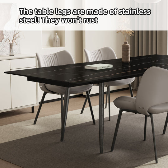 Glossy Slate 63"-95" Extendable Rectangle Dining Table - 94.4"W X 35.4"D X 29.5"H