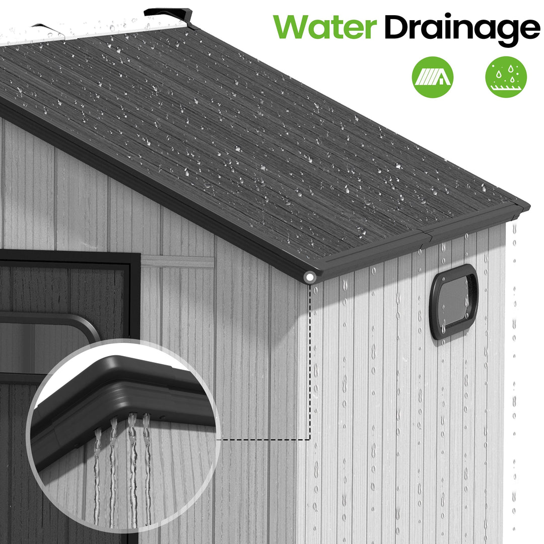 8X8/8X10/8X12 FT All-Weather Outdoor Resin Lockable Storage Shed with Windows Floor for Patio Furniture and Tools