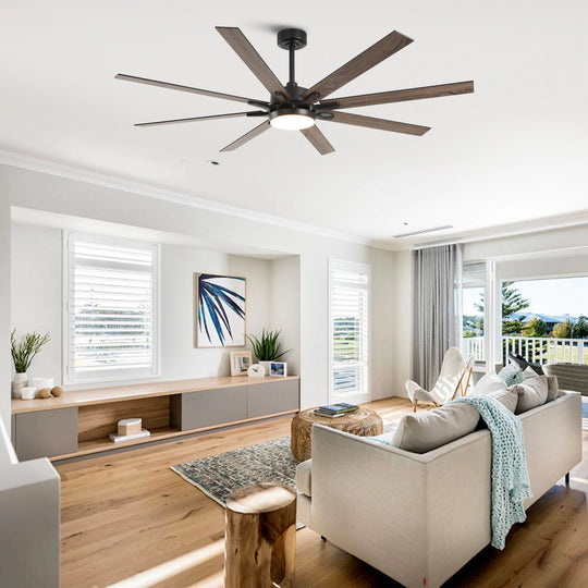 65-Inch Modern Reversible Dimmable Large Ceiling Fan with Light and Remote
