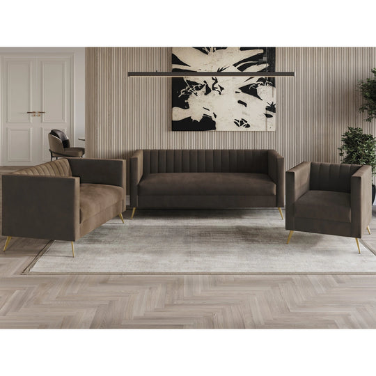Clayfell Weiss Velvet Square Arm Chair/ Loveseat/ Sofa