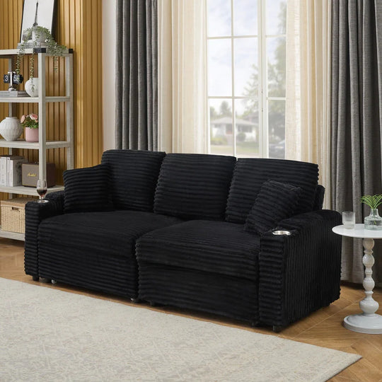 80" Cordylona Sofa, Cup Holder, Ottoman Storage
