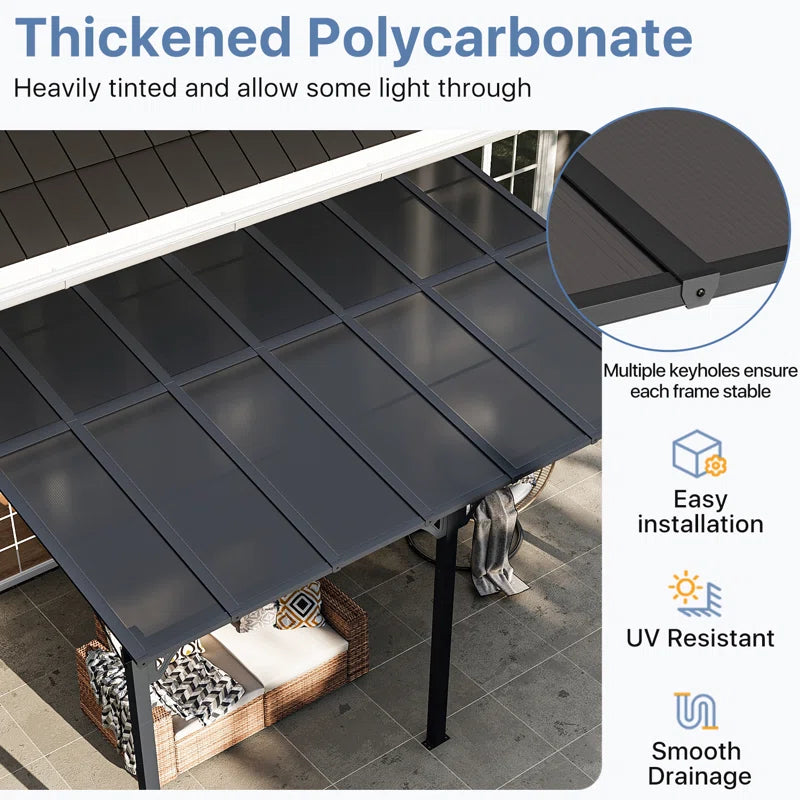 14 Ft. W X 10 Ft. D Aluminum Pergola with Canopy