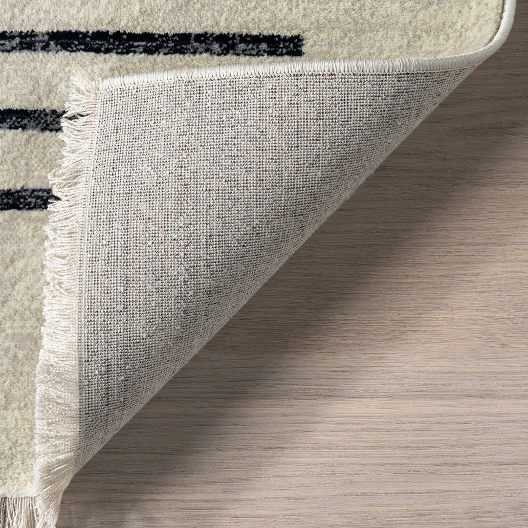 Keeva Modern Striped Fringe Area Rug