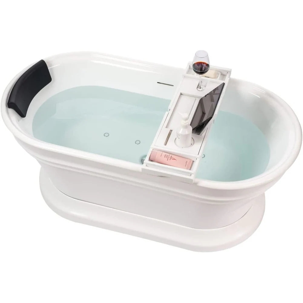 59" Freestanding Acrylic Soaking Bathtub with Overflow & Pop-Up Drain
