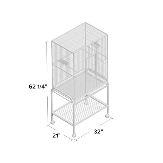 Clyde 62.25'' Iron Flat Top Floor Bird Cage with Wheels