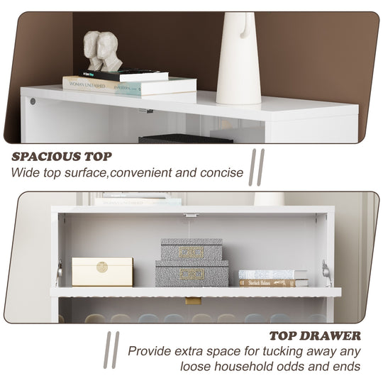 Wood 24 Pairs Shoe Storage Cabinet with 3 Flip Drawers