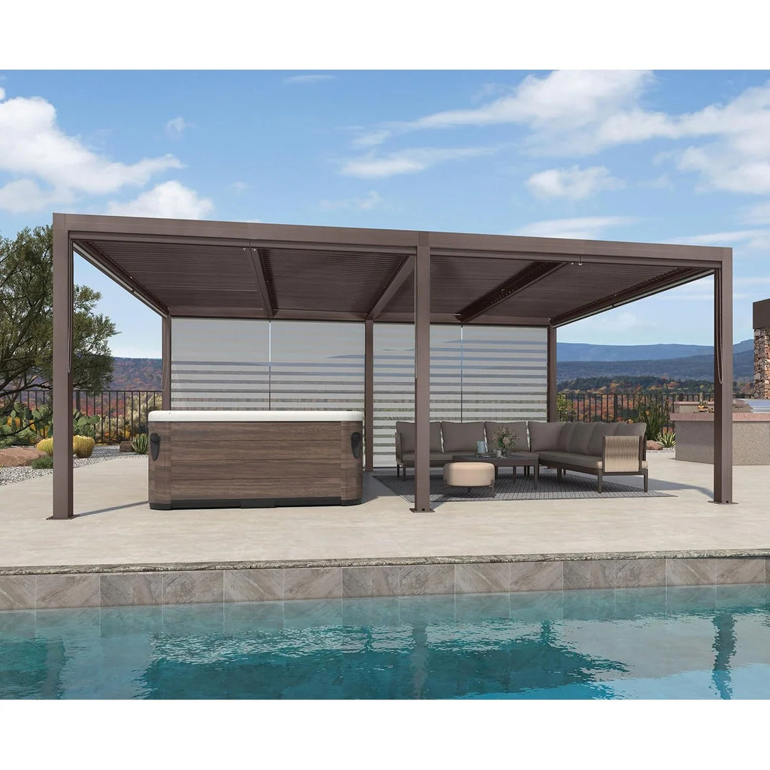 Bronze Louvered Pergola with Adjustable Roof for Deck Backyard Garden Hardtop Gazebo