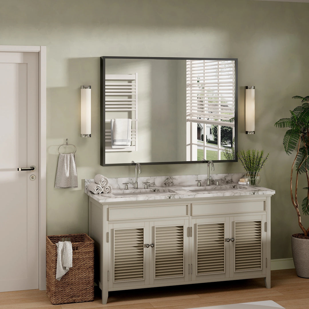 Modern Metal Framed French Cleat Mounted Wall Bathroom Vanity Mirror