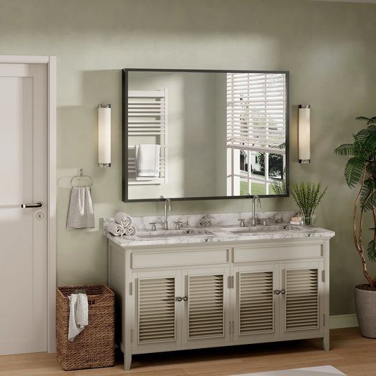 Modern Metal Framed French Cleat Mounted Wall Bathroom Vanity Mirror