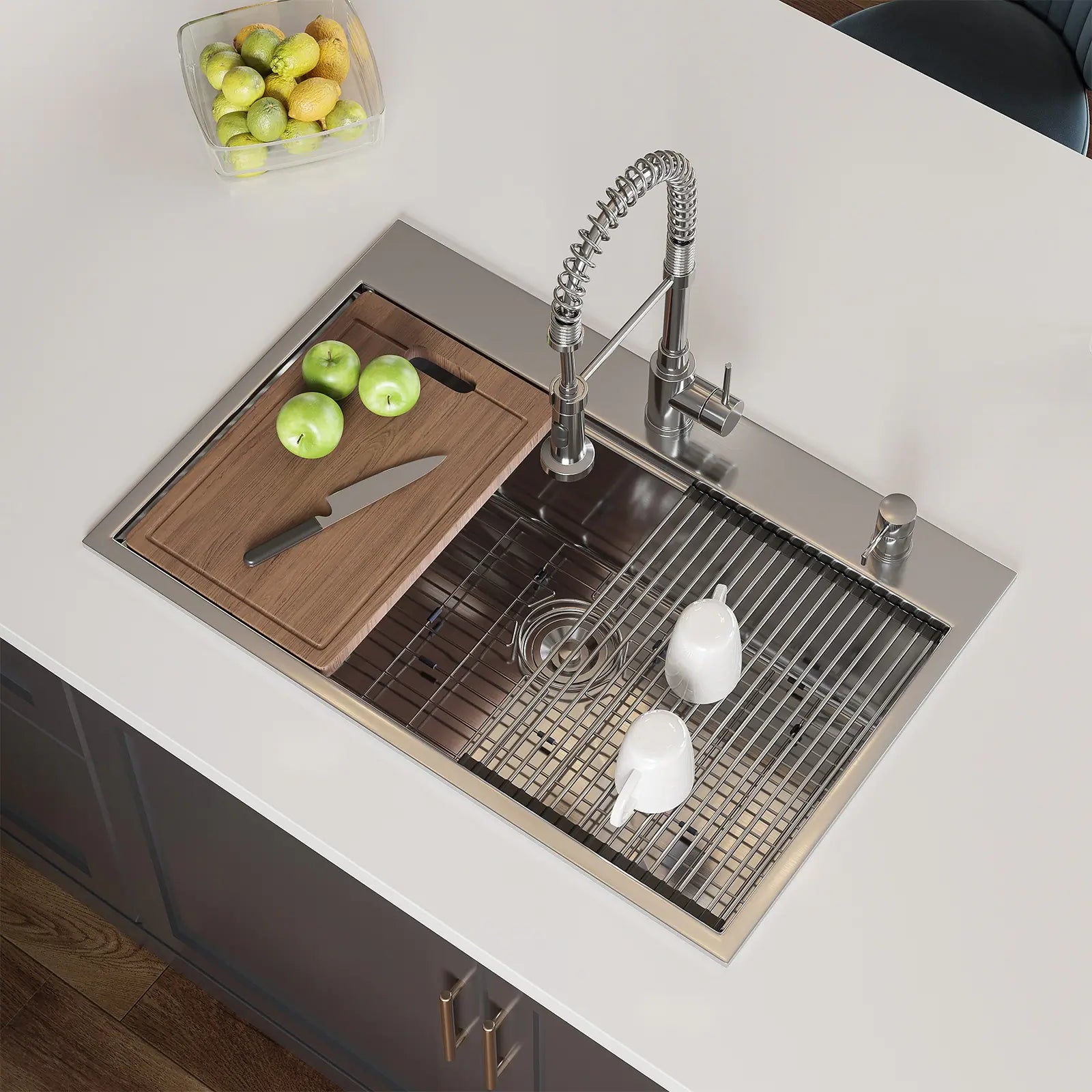 Stillsteel 33 In. Drop-In Single Bowl 18-Gauge Stainless Steel Workstation Kitchen Sink with Accessories