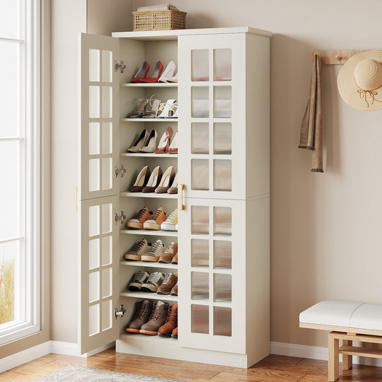 9-Tier Shoe Cabinet with Adjustable Shelves and Doors (71 Inches)