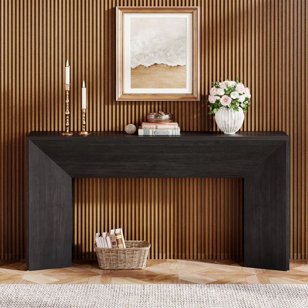 63 Inches Long Black Console Table for Entryway Living Room - 63" W X 11.8" D X 32.3" H