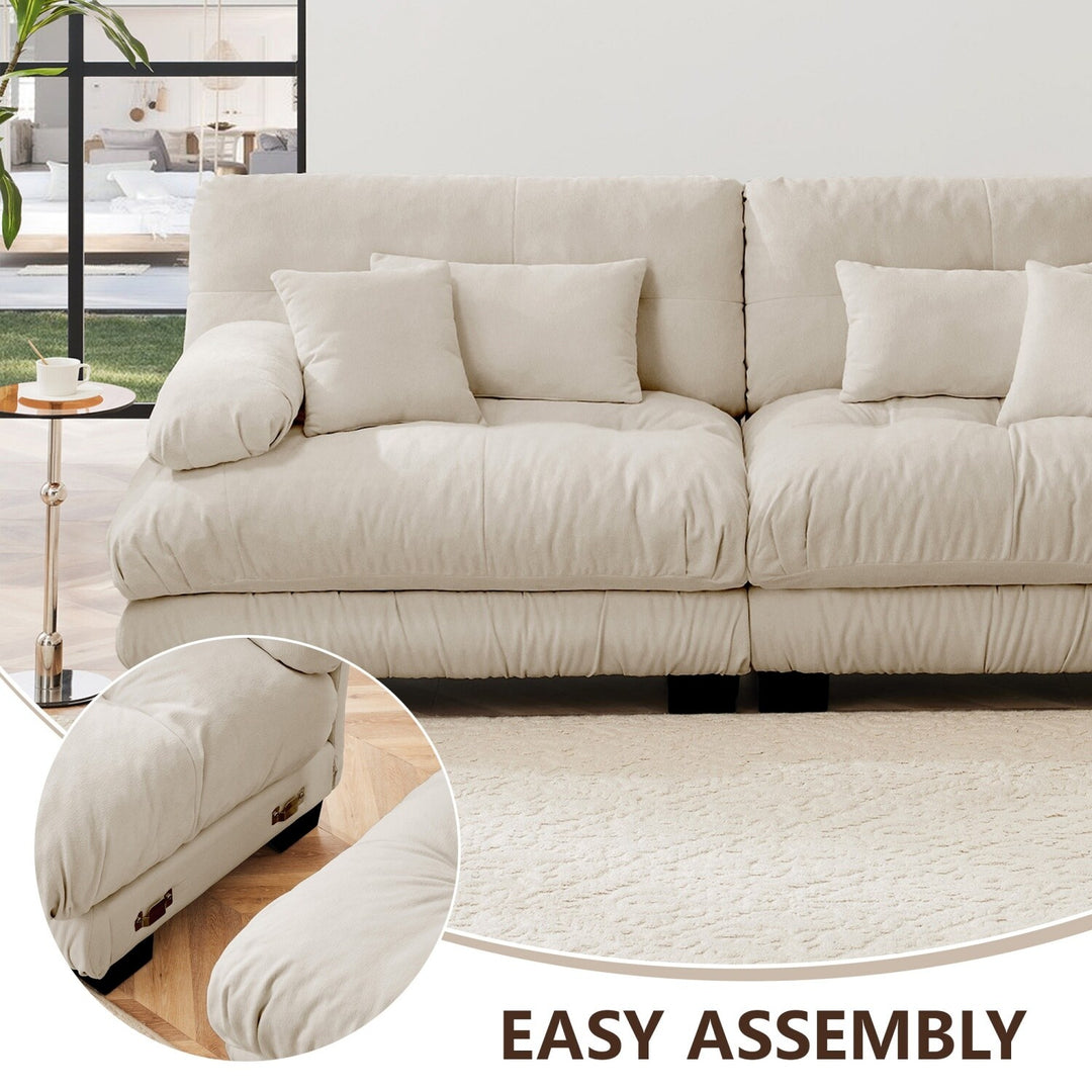 Luxury Chenille Modular Upholstered Sectional Sofa Couch with Convertible Ottoman