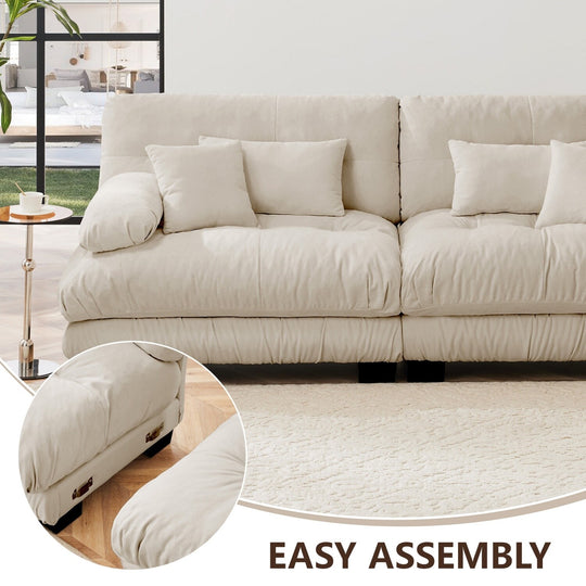 Luxury Chenille Modular Upholstered Sectional Sofa Couch with Convertible Ottoman