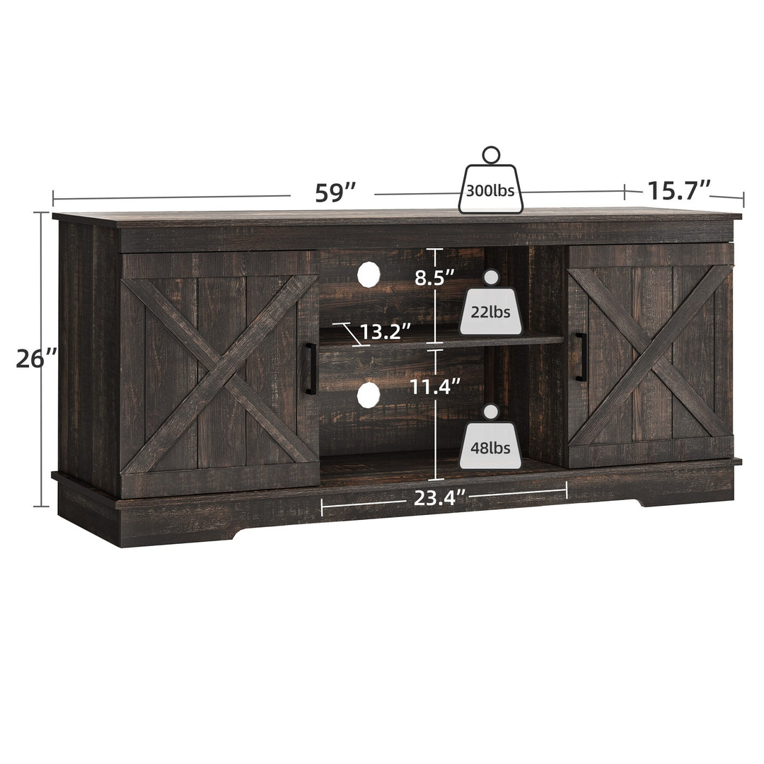 Farmhouse TV Stand with Barn Door Media Console Entertainment Center with Storage Cabinets