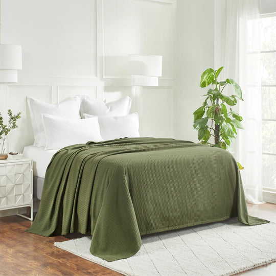 Diamond Weave All-Season Bedding Cotton Blanket