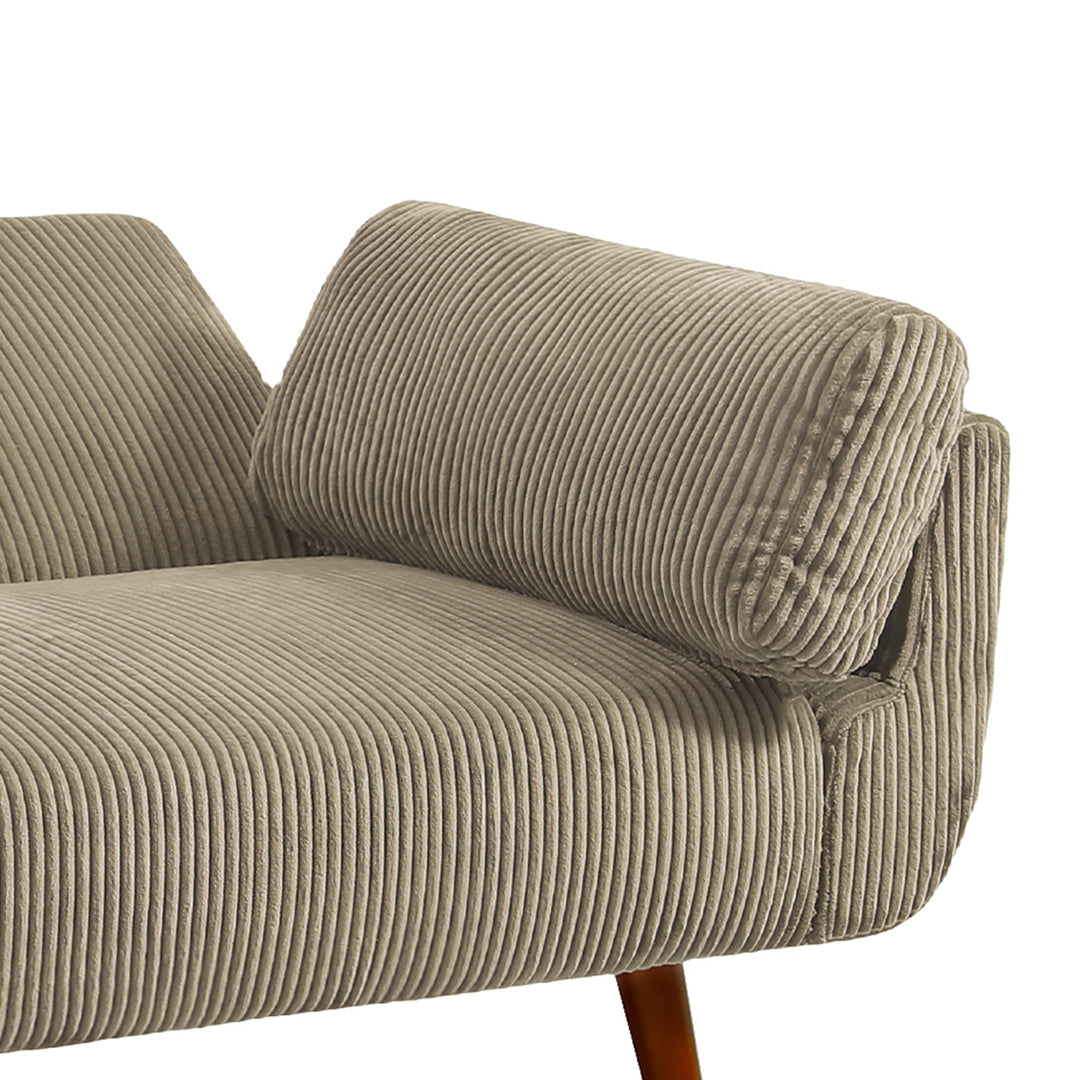 73" W Upholstered Corduroy Convertible Sleeper Sofa Bed with Pillows