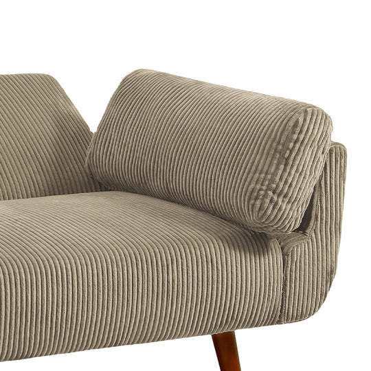 73" W Upholstered Corduroy Convertible Sleeper Sofa Bed with Pillows