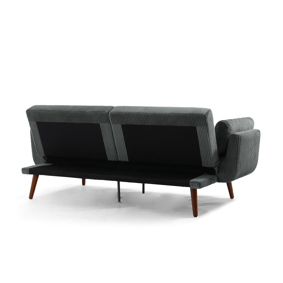 73" W Upholstered Corduroy Convertible Sleeper Sofa Bed with Pillows