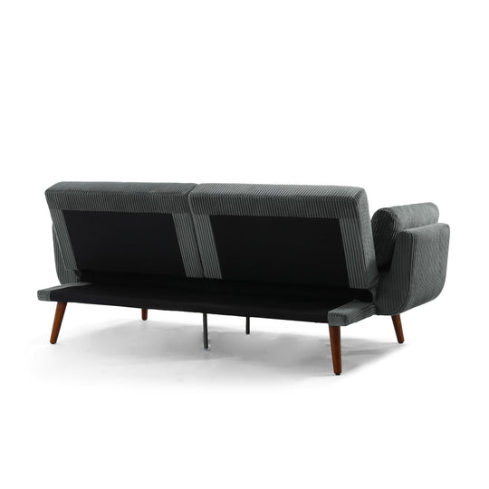 73" W Upholstered Corduroy Convertible Sleeper Sofa Bed with Pillows