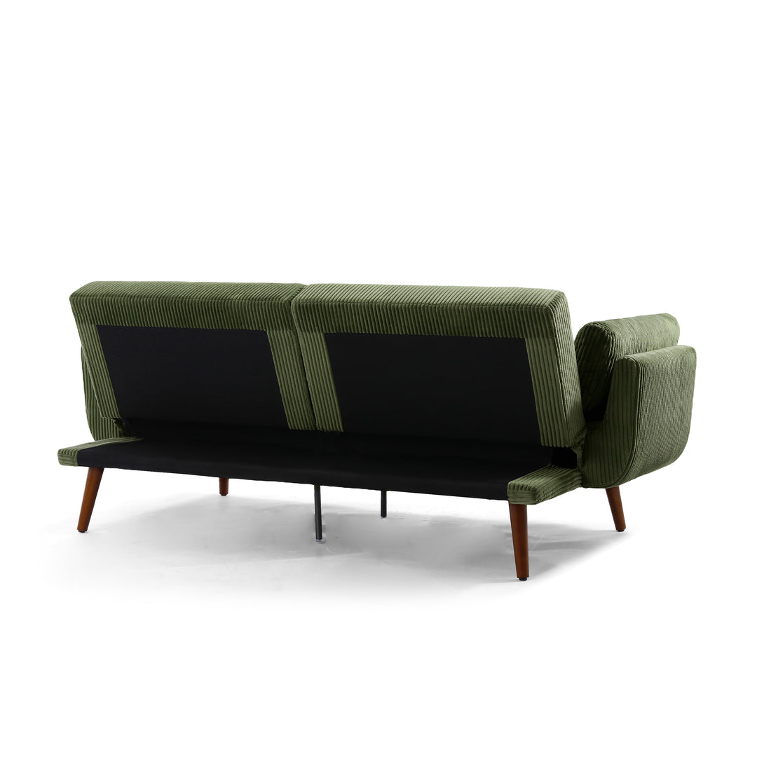 73" W Upholstered Corduroy Convertible Sleeper Sofa Bed with Pillows