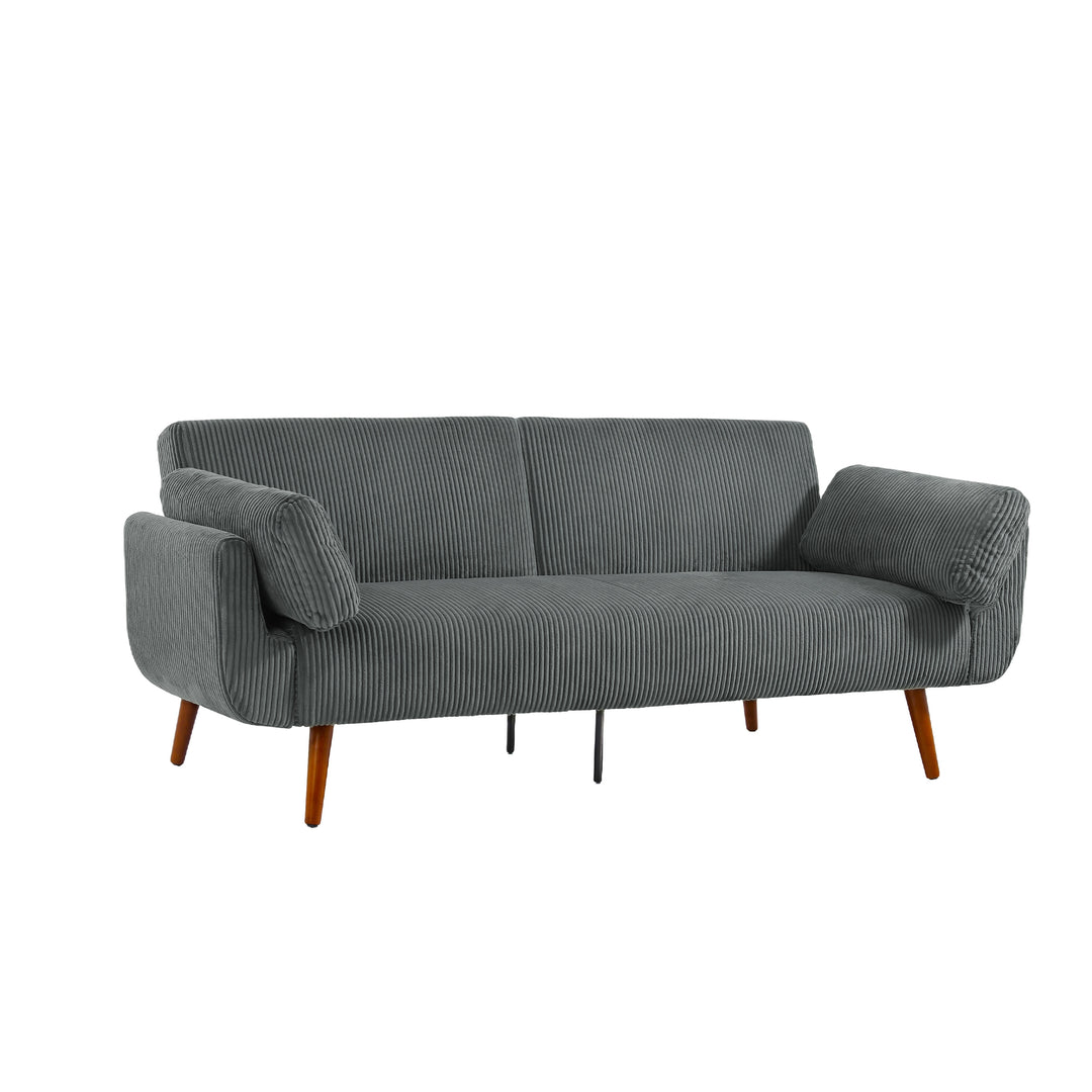 73" W Upholstered Corduroy Convertible Sleeper Sofa Bed with Pillows