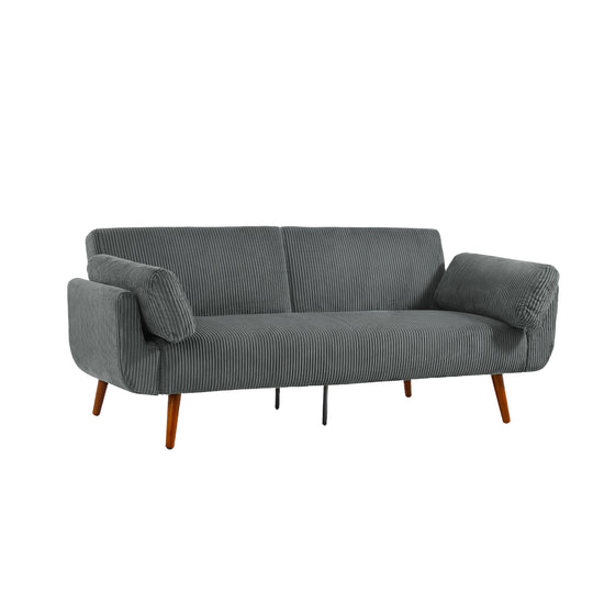 73" W Upholstered Corduroy Convertible Sleeper Sofa Bed with Pillows