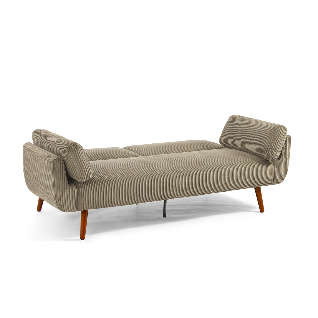 73" W Upholstered Corduroy Convertible Sleeper Sofa Bed with Pillows