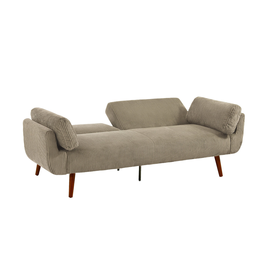 73" W Upholstered Corduroy Convertible Sleeper Sofa Bed with Pillows