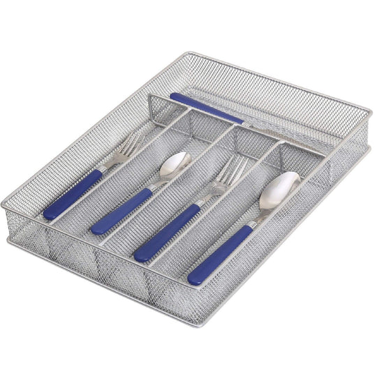 Silver Mesh Cutlery and Flatware Organizer a Stylish and Functional Addition to Your Kitchen
