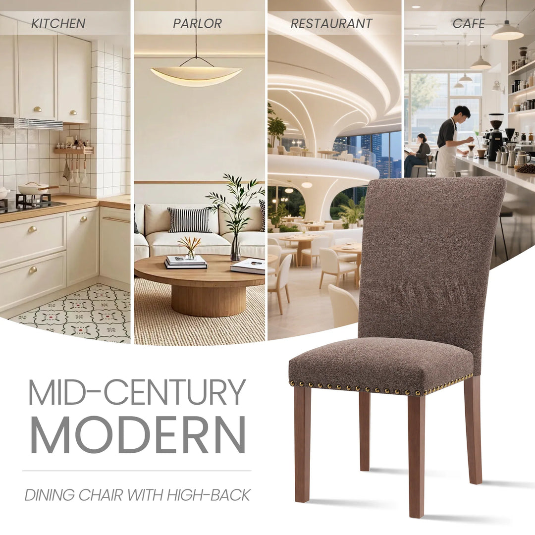RENEWLINE Dining Chairs, Fabric with Nailhead Trim and Wood Legs