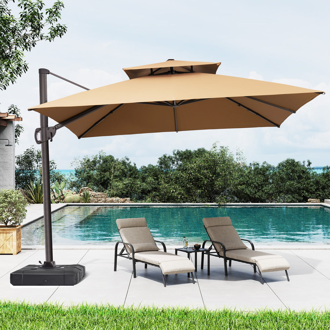 11 X 11 FT Outdoor Square Patio Cantilever Offset Umbrella with Crank and 360 Degrees Rotation