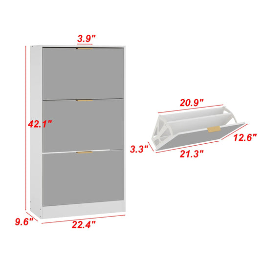 Mirrored Flip Drawer Shoe Cabinet Storage Cabinet Organizer