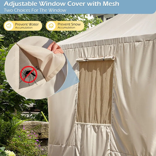 Hardtop Wood Gazebo with Double Roof – Free Dust Cover with 12X16 or 12X20 Model – Waterproof Outdoor Gazebo