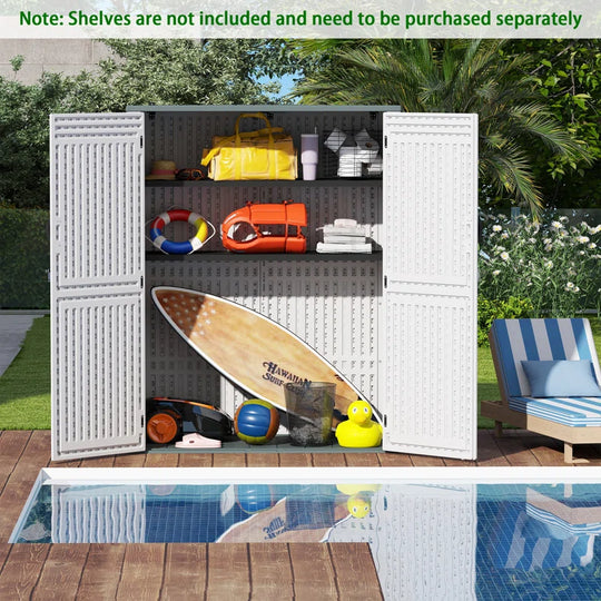 Vertical Resin Storage Shed, 60 Cuft Garden Tool Sheds & Outdoor Storage, Plastic Outdoor Storage Cabinet Waterproof, 5.6 X 2.3 Ft Backyard outside Lawn Mower Storage Shed,