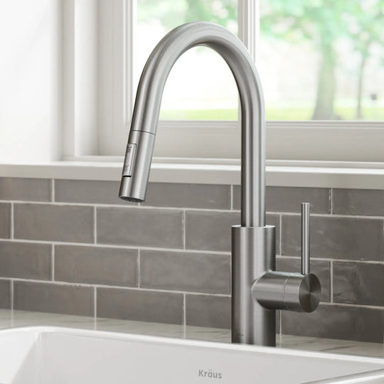 2-Function 1-Handle 1-Hole Pulldown Sprayer Brass Kitchen Faucet