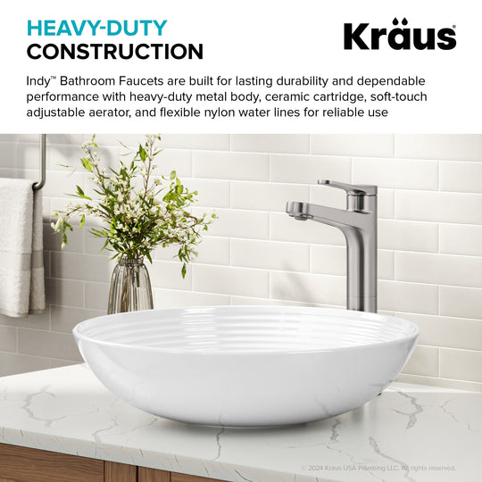 Indy Single Handle Vessel Bathroom Faucet with Pop up Drain