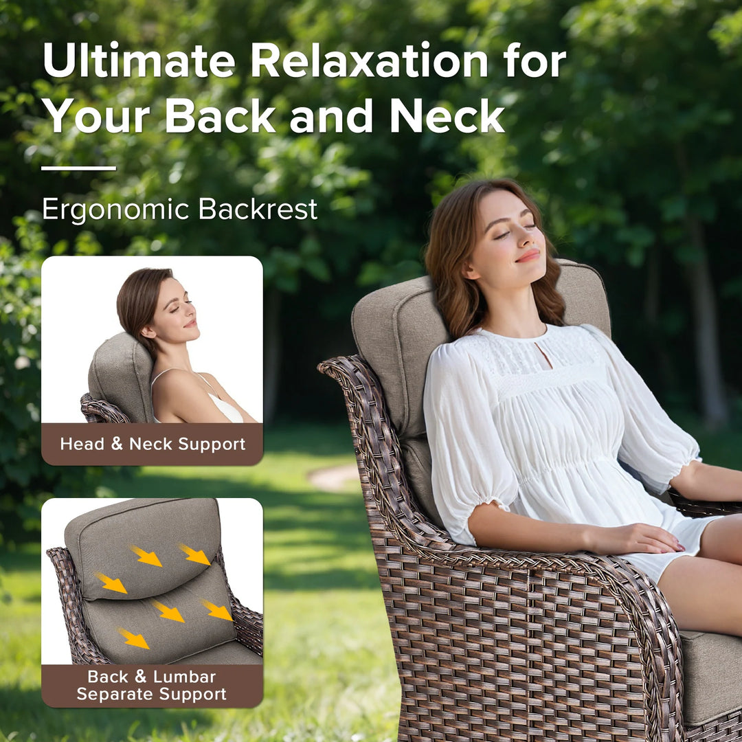 7-Piece Patio Furniture Set with Swivel Glider Chairs, 6-Inch Ultra-Plush Cushions & Water-Resistant Olefin Fabric
