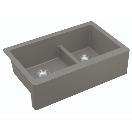 Farmhouse/Apron-Front Quartz Double Bowl Kitchen Sink