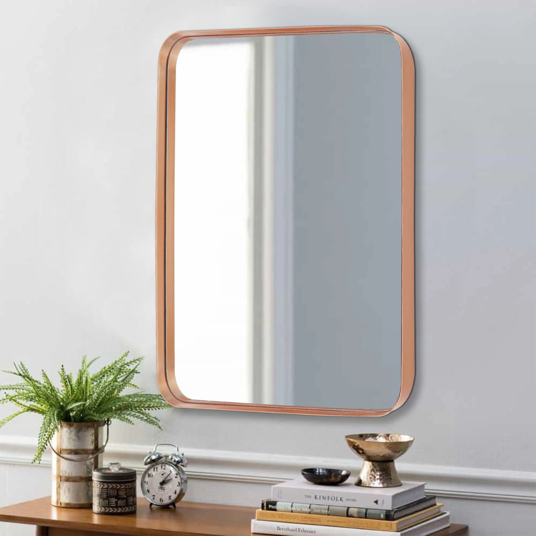 Modern Rounded Rectangle Metal Frame Wall Mirror