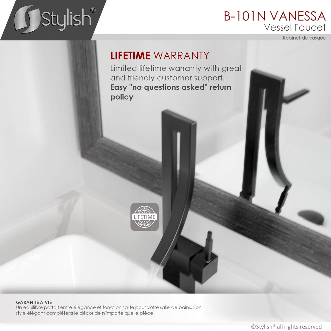 Single Handle Bathroom Faucet for Single Hole Brass Vessel Mixer Tap - Faucet Height: 17 1/2" Spout Height: 8"