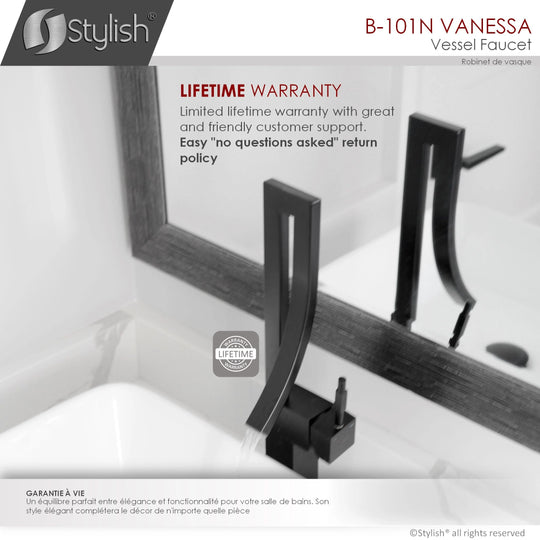 Single Handle Bathroom Faucet for Single Hole Brass Vessel Mixer Tap - Faucet Height: 17 1/2" Spout Height: 8"