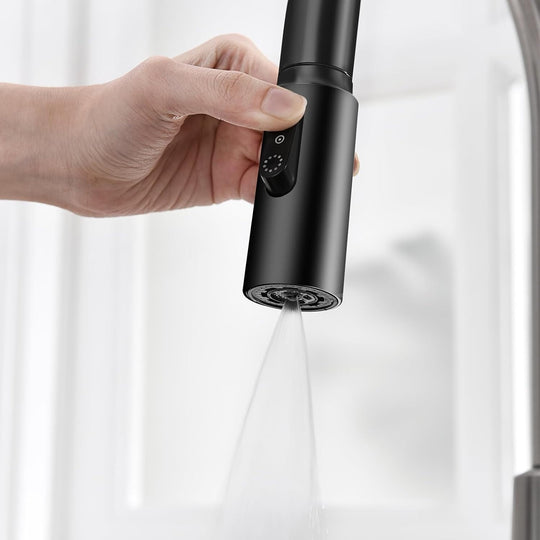 Pull-Down Kitchen Faucet with Temperature Display in Fahrenheit, 3 Water Outlet Modes, Faucet for Kitchen Sink, KF2501