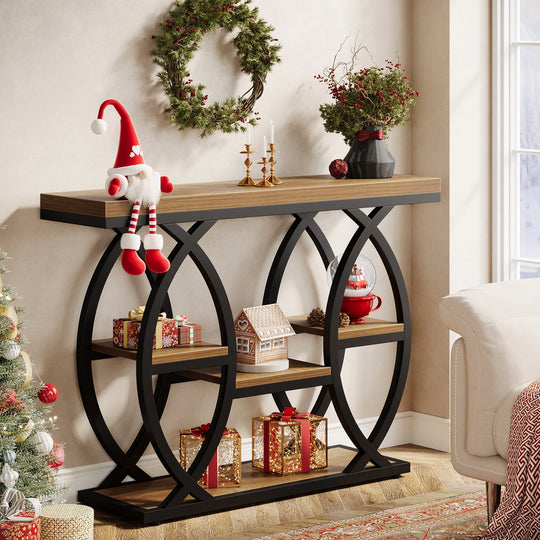 39.4" Console Table, 4-Tier Sofa Table Entryway Table for Small Spaces