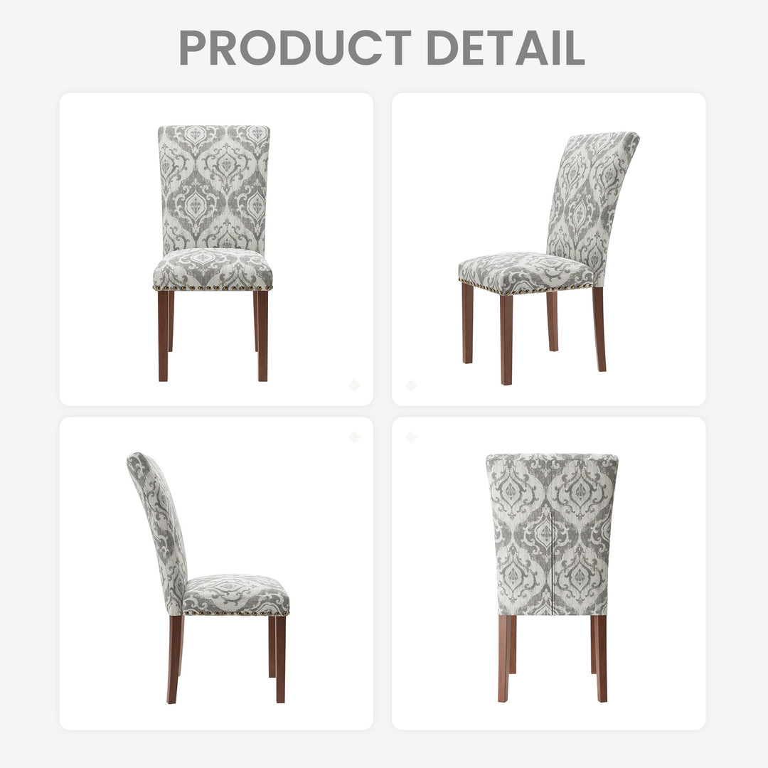 RENEWLINE Dining Chairs, Fabric with Nailhead Trim and Wood Legs