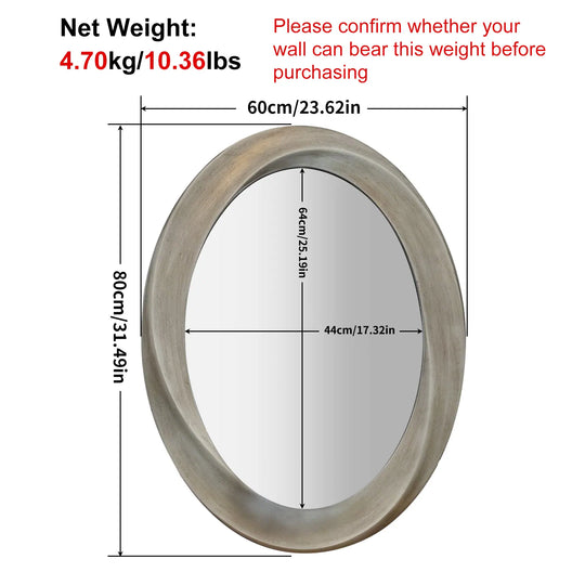 Antique Baroque Oval Wall Art Mirror Beveled Frame Accent Mirror
