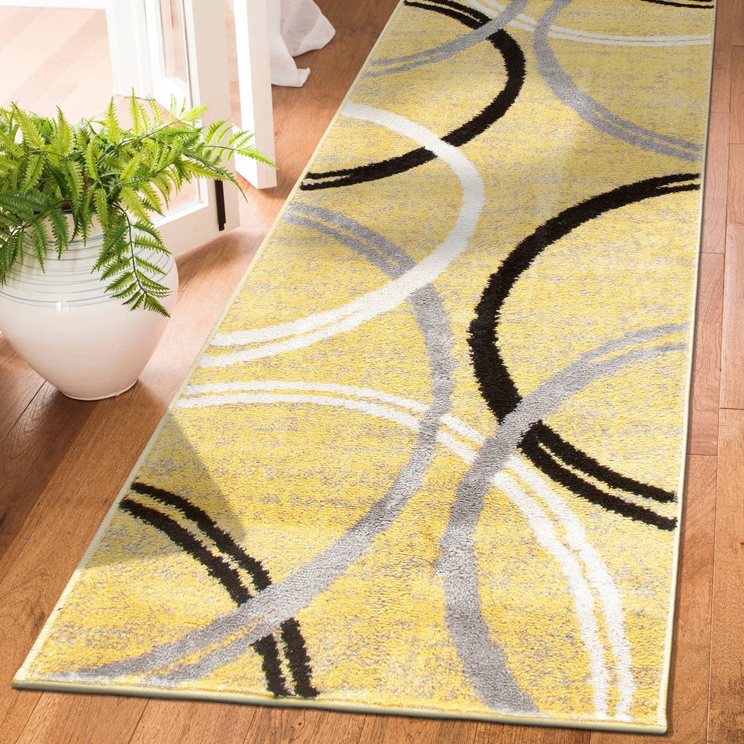 Contemporary Abstract Circles Design Area Rug