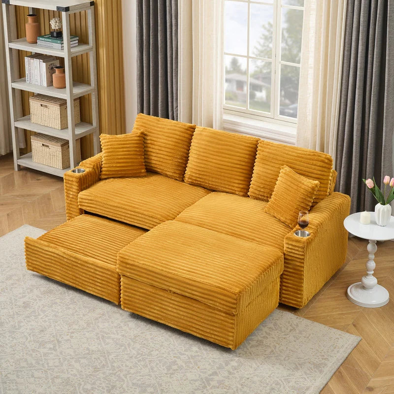 80" Cordylona Sofa, Cup Holder, Ottoman Storage