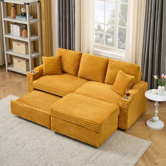 80" Cordylona Sofa, Cup Holder, Ottoman Storage