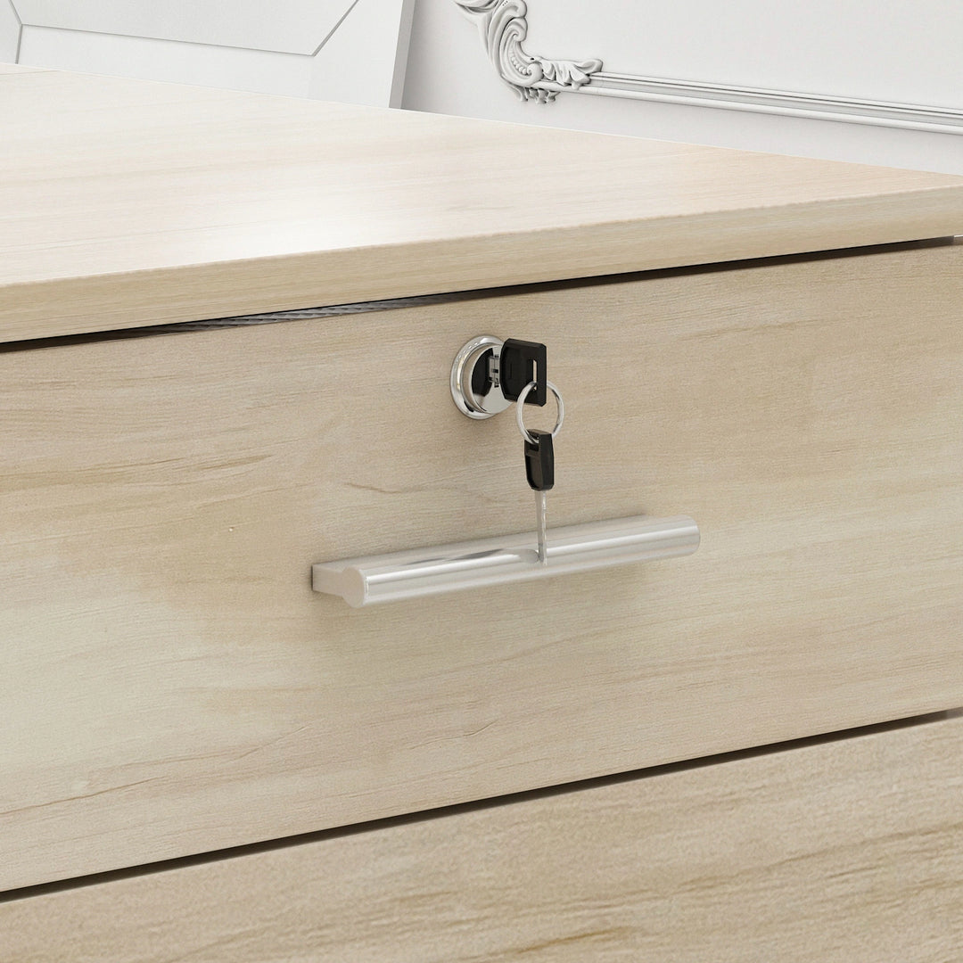 Reception Desk Wood Front Counter Table W/ Lockable Storage by